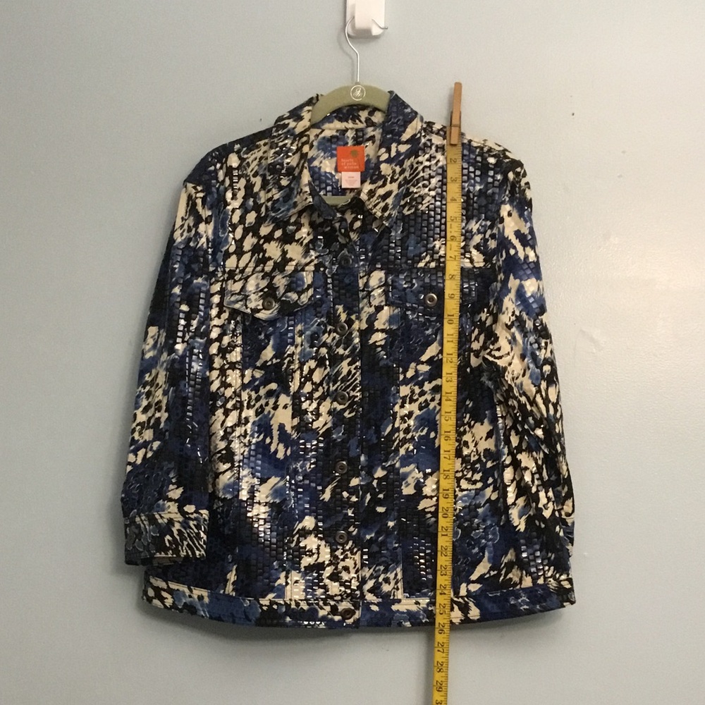 Hearts of Palm Abstract Blue and Cream Jacket